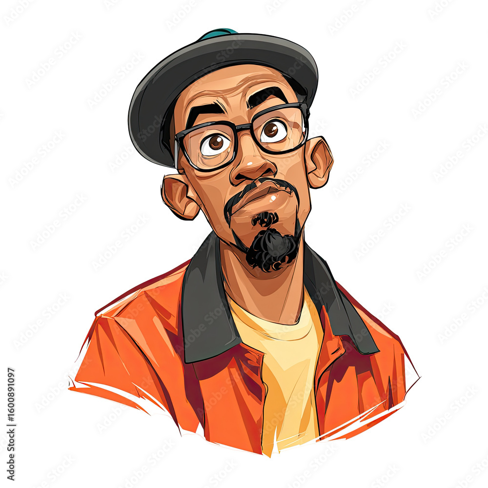 Obraz premium Man in orange jacket, thoughtful expression