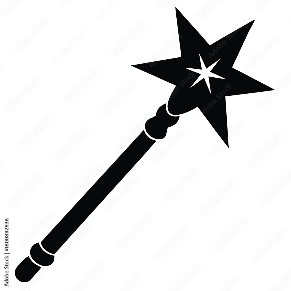 Naklejka premium Magic Wand Silhouette – Wizard and Fantasy Icon Design