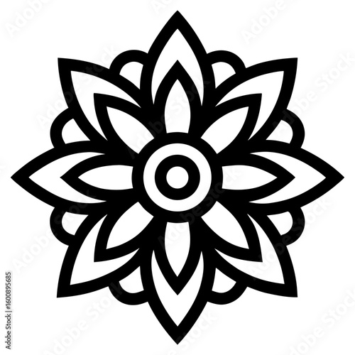 Stylish floral icon with bold lines for modern branding and design projects, minimalist flower element for decoration