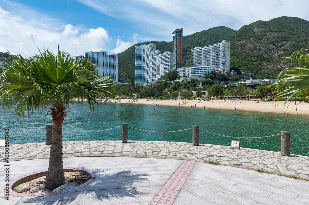 Fototapeta premium Hong Kong Island, Repulse Bay Beach, sunny day, clear sky and seascape. Hong Kong, China - 18 May 2025