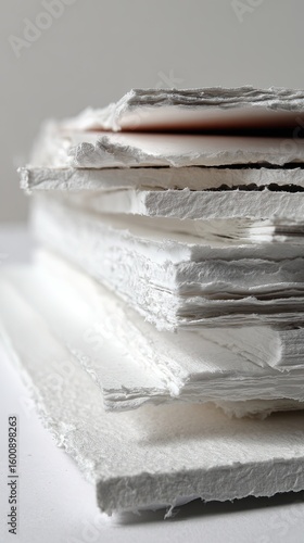 Stacked White Material Sheets Closeup