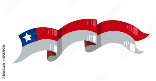 Vector ribbon inspired by the flag of Chile, decorated in the traditional Argentine fileteado porteño style. Perfect for cultural events, patriotic design, or national holiday projects.