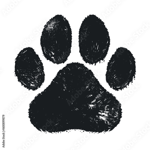 grunge textured animal pet dog cat bear paw icon print -vet vector art illustration brush - footprint silhouette veterinary logo