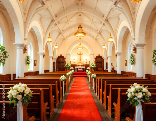 Wedding décor for a rustic church, rustic arch