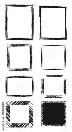 Collection of rough textured grunge border frames for creative design projects and artistic applications