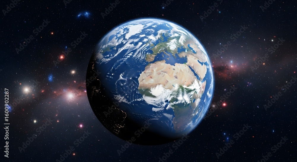 Obraz premium Stunning View of Earth from Space Highlighting the Majesty of Our Planet amidst the Cosmic Canvas