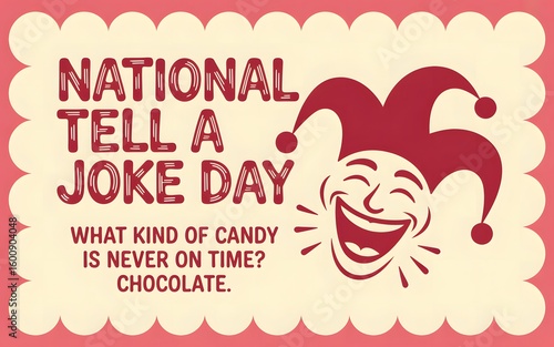 National tell a joke day with a jester and a candy pun