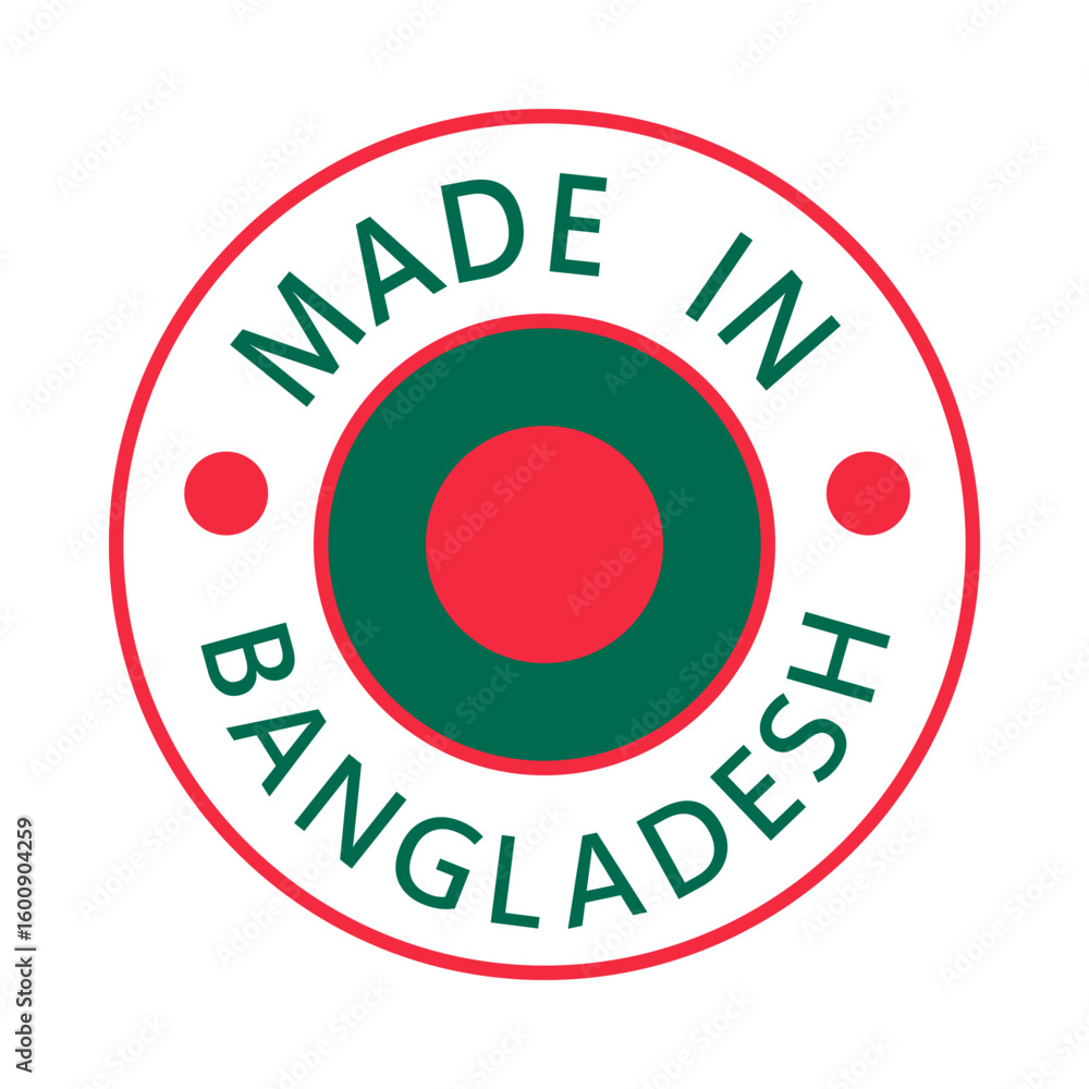 Fototapeta premium Bangladesh Made in Stamp in circle with flag Vector template on white background