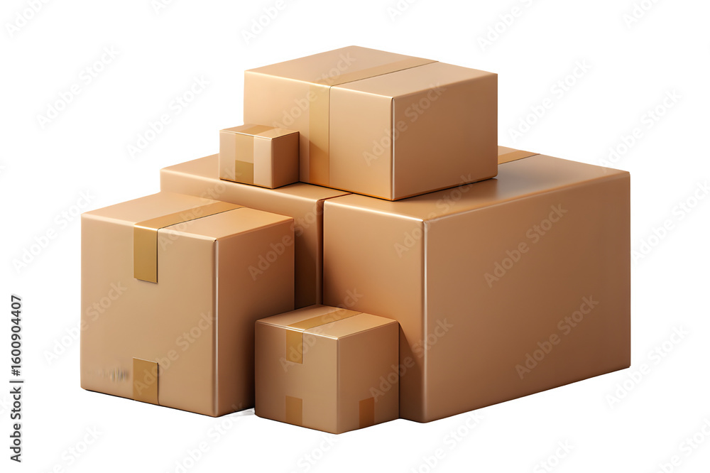 Fototapeta premium Stack of cardboard boxes ready for shipping and moving