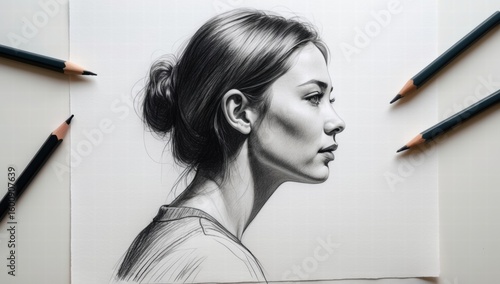 pencil sketch of a woman's head