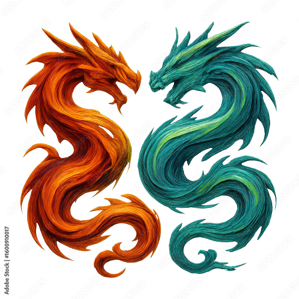 Fototapeta premium PNG Vibrant mythical dragon illustration.