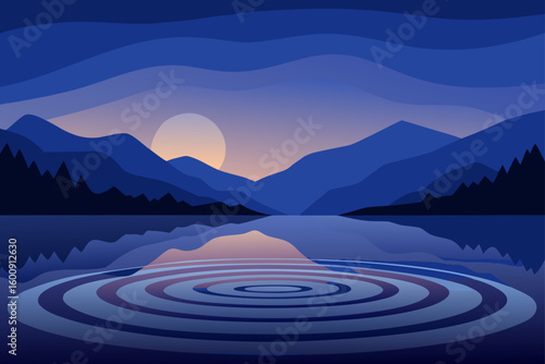 lake ripples in twilight