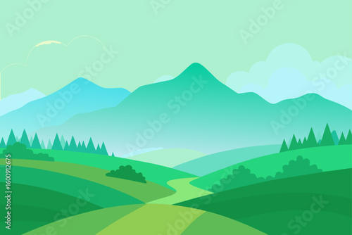 misty morning in green valley