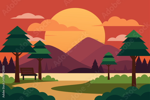 nature park at sunset time