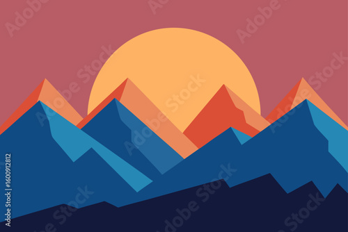 mountains with sunrise and mist
