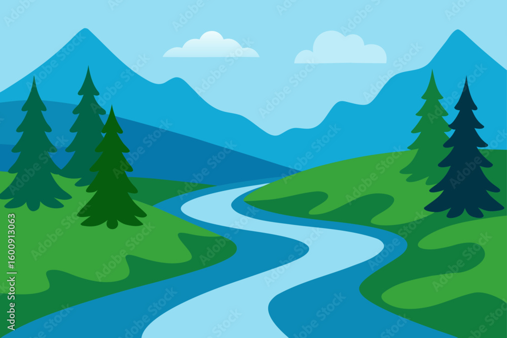 Fototapeta premium river flowing through spring forest