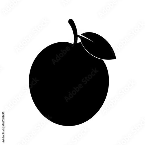 Basic sapodilla silhouette icon with transparent background in clean vector format  