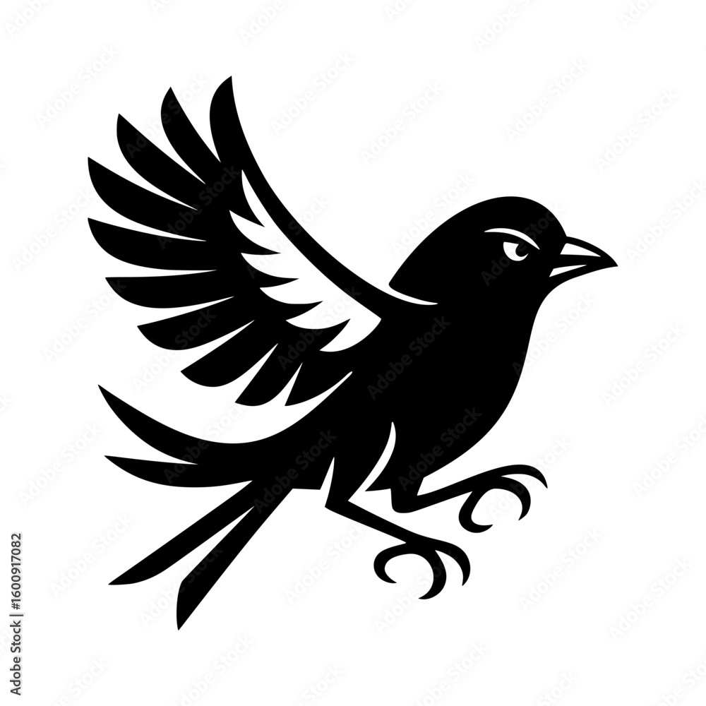 Obraz premium Bold Flying Bird Silhouette Vector with Spread Wings