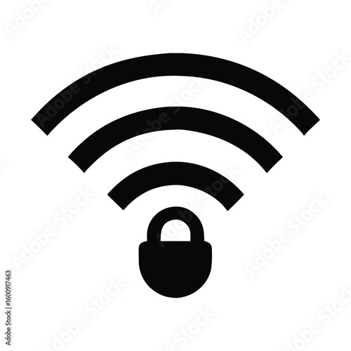Secure wi fi signal icon with a lock