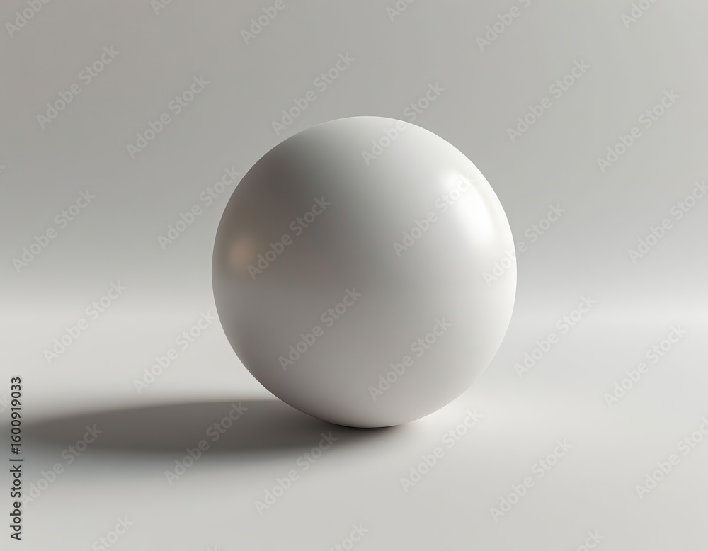 Minimal 3D scene with a single sphere casting a soft shadow on a white surface. Minimal 3D scene with a single sphere casting a soft shadow on a white surface.