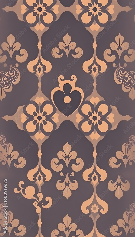 Fototapeta premium Patterned wallpaper from the 1970s/1980s, clipart style. White tone