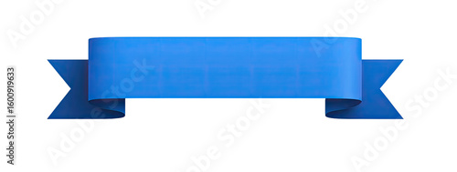 A stylized,  blue ribbon banner on a black background