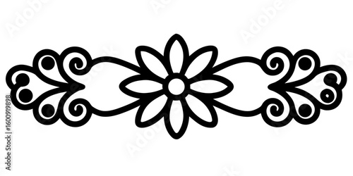 Elegant black floral scrollwork divider adds a touch of vintage charm and sophisticated flair to designs