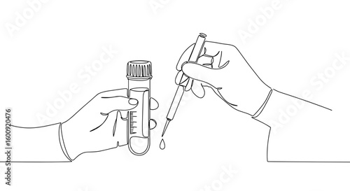 Blood sample being taken in a line art illustration  