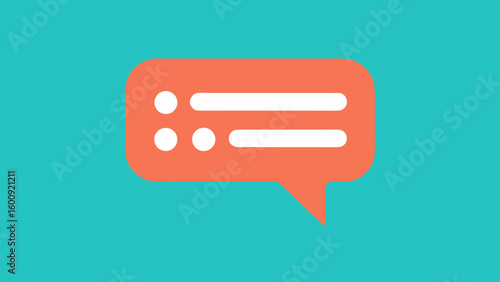 Coral Comment Box Icon Three White Dots Teal Background