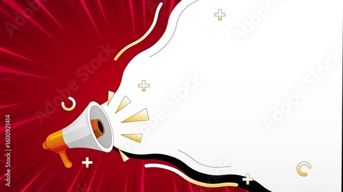 Megaphone loudspeaker bullhorn handheld animation for Advertising and promotion, Marketing concept, loudspeaker lightning. Video Animation. Announcement Mic, Loudspeaker announcing crazy promotions.