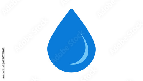 Single Blue Water Drop Icon Simple Design droplet aqua