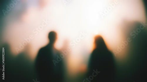 Artistic photo depicting a foggy environment with abstract human figures