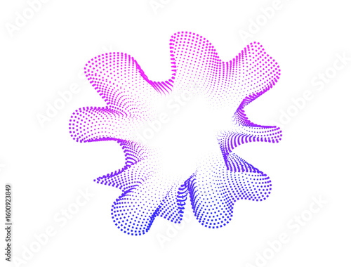 A set of multicolored round abstract sound swirling glowing neon wave dots. Digital equalizer, futuristic technology. Colorful dotted circle for music poster and banner. Vector radial spectrum.