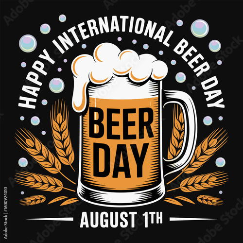 Cheers! Beer mug illustration for celebration. Party, pub and beverage themes.