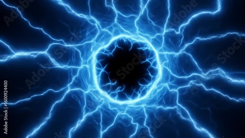 Wallpaper Mural A dark center surrounded by bright blue glowing energy resembling lightning bolts. They radiate outwards from a central dark void Torontodigital.ca