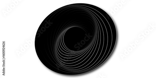 The concept of endless turns. Golden ratio. The concept of memories and life path. Concept 3D illustration of cosmic wormhole on starry space background. Abstract linear glossy circles tech geometric.