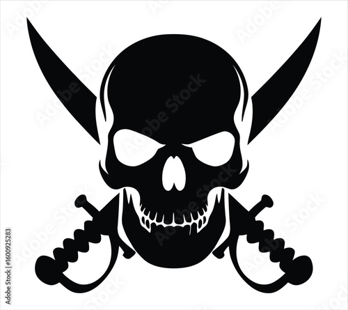 Vector Skull with Two Crossed Swords