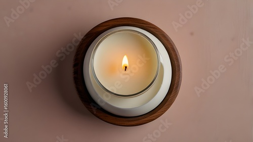 Wallpaper Mural Minimalist White Jar Candle on Wooden Tray Torontodigital.ca
