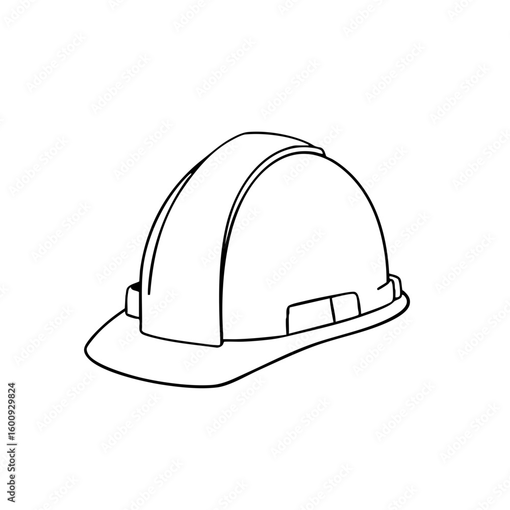 Fototapeta premium Simple line sketch of a construction hard hat 