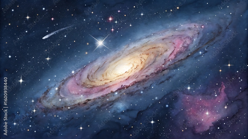 Fototapeta premium Watercolor galaxy with stars Background - High Resolution Abstract Texture