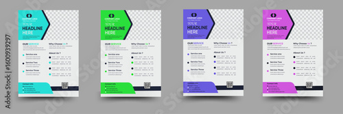 Business flyer design template, professional business flyer, vector illustration, 4 variant, natural shape, Layout.
	
