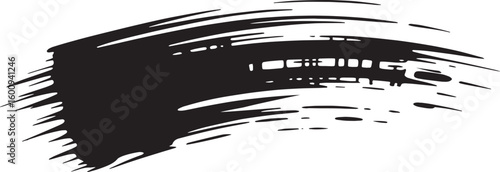 Abstract black brush stroke, dynamic and expressive, suggesting movement and energy.