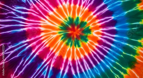 Vibrant colorful tie dye pattern background with radial design, abstract artsy textile