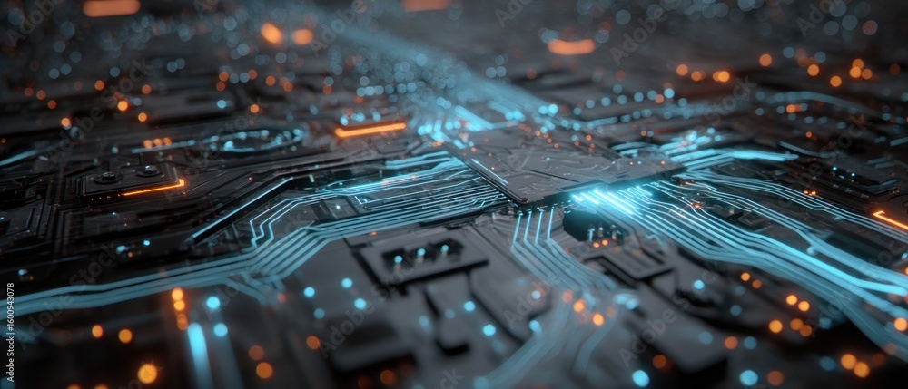 Obraz premium Abstract Circuit Board: Digital Technology and Futuristic Network