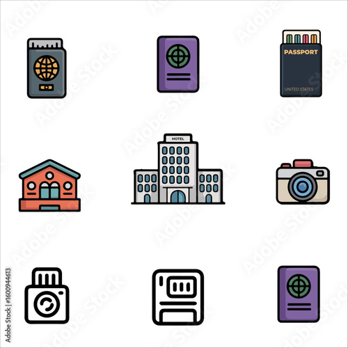 ravel and Tourism Flat Icon Collection