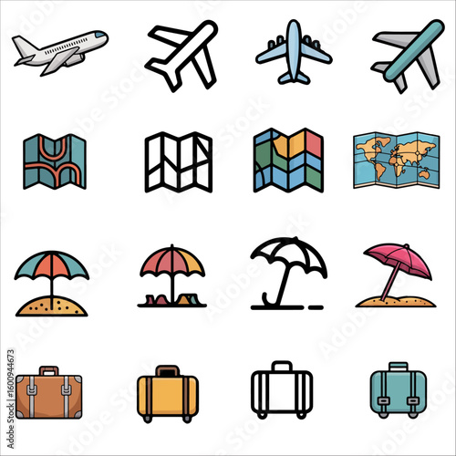 ravel and Tourism Flat Icon Collection
