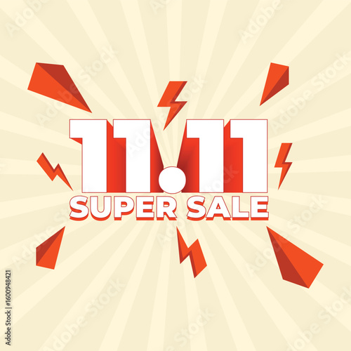 11.11 discount flash sale background. Special Offer coupon, voucher, banner template, websites, social media advertising. Super sale promo banner with discount offer. 11 11 shopping festival banners.