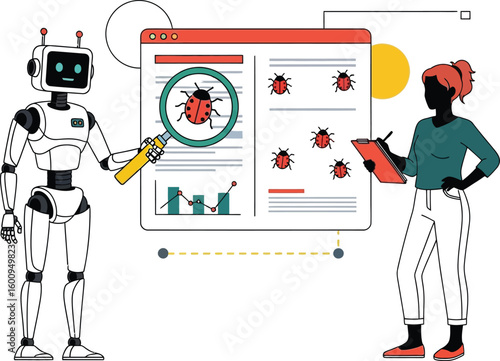 Software testing robot and human collaboration for bug detection and quality assurance process