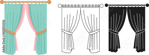 Illustration of curtains window curtains fabric curtains home decor window treatment design