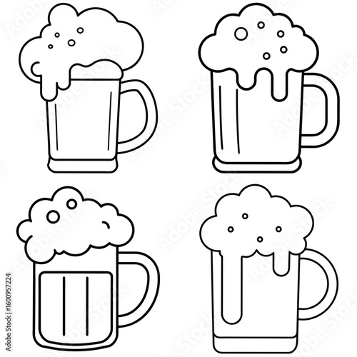 Frothy Beer Coloring Page – Beer Mug with Foam Outline for Kids